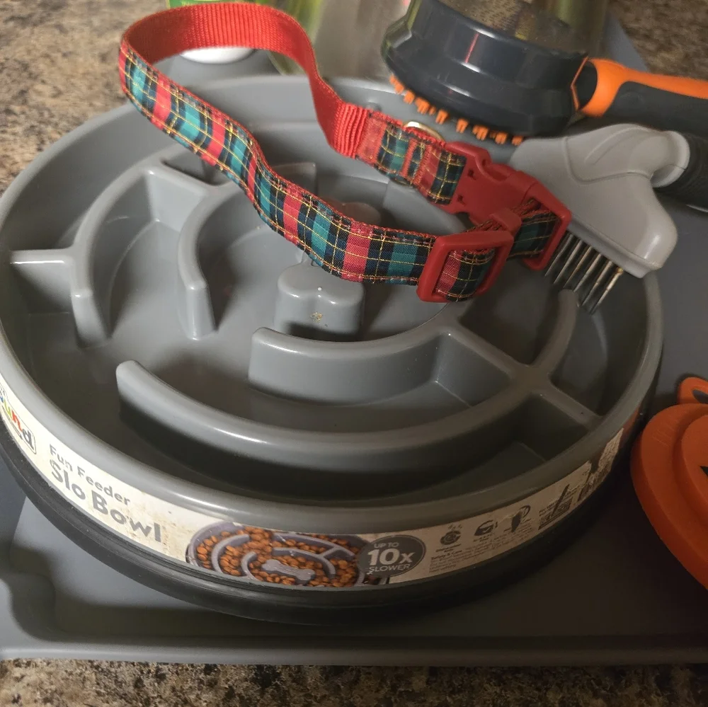 Pet Accessory Bundle with Slow Feeder and Grooming Tools